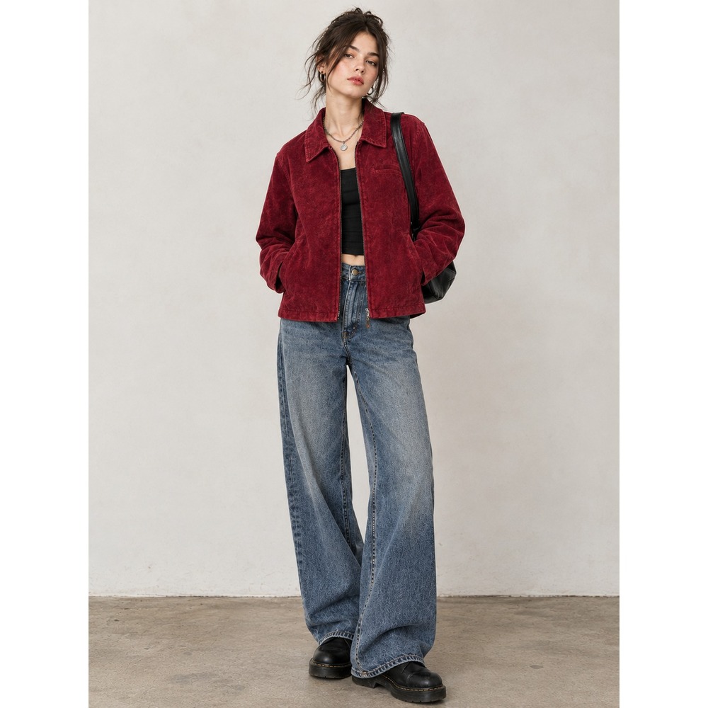 VTG Brandon Thomas Full Zip Washable Suede Jacket Burgundy Women XL Quiet Luxury